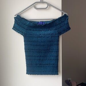 NWOT Aeropostale Teal Off-Shoulder Velvet Top Size Small